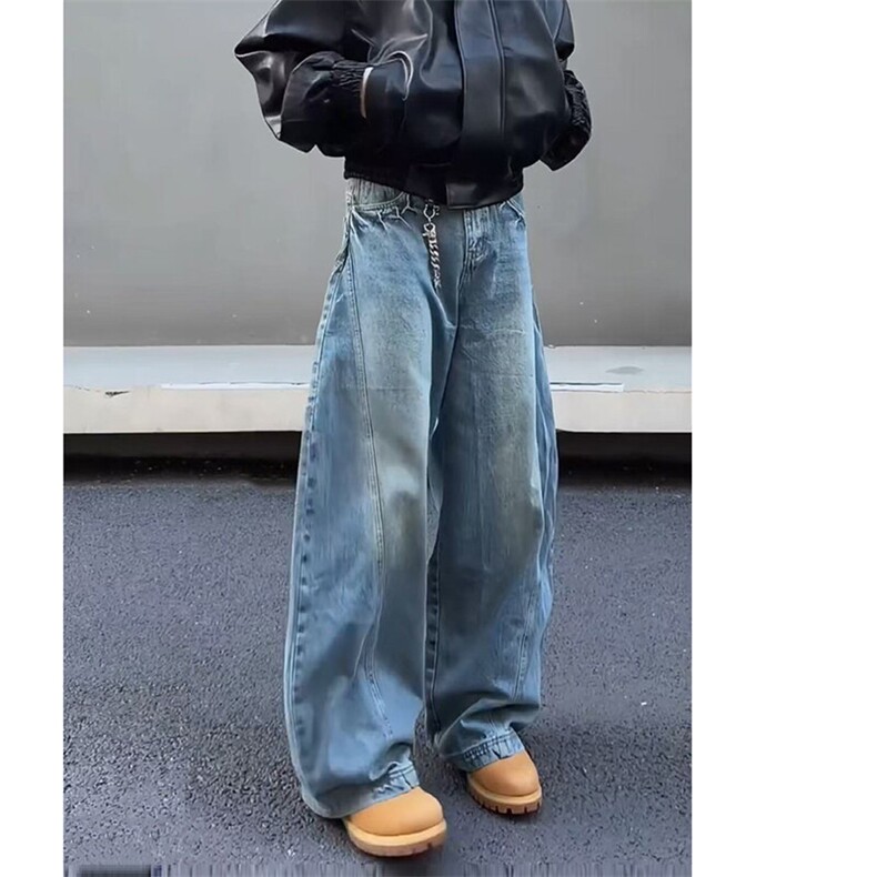 春季美式ins高街hiphop水洗弯刀牛仔裤货号K25128PP60,男装牛仔裤,电商A063