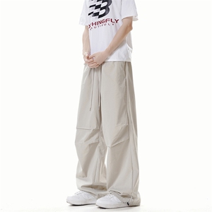 XK60005-P35橡筋绳膝盖活褶裤男女高级感垂感工装裤阔腿裤图片