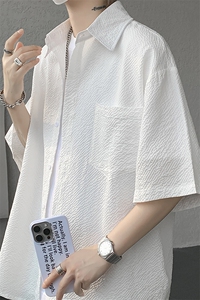 8XL-M泡泡纱盐缩肌理短袖衬衫男夏季冰丝外套防晒衬衣DC28011P36图片