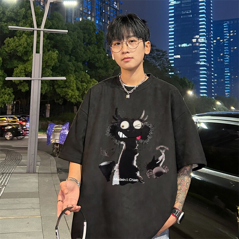 量大优供视频重磅麂皮绒短袖t恤男JT521-特p19,男装T恤,电商B371