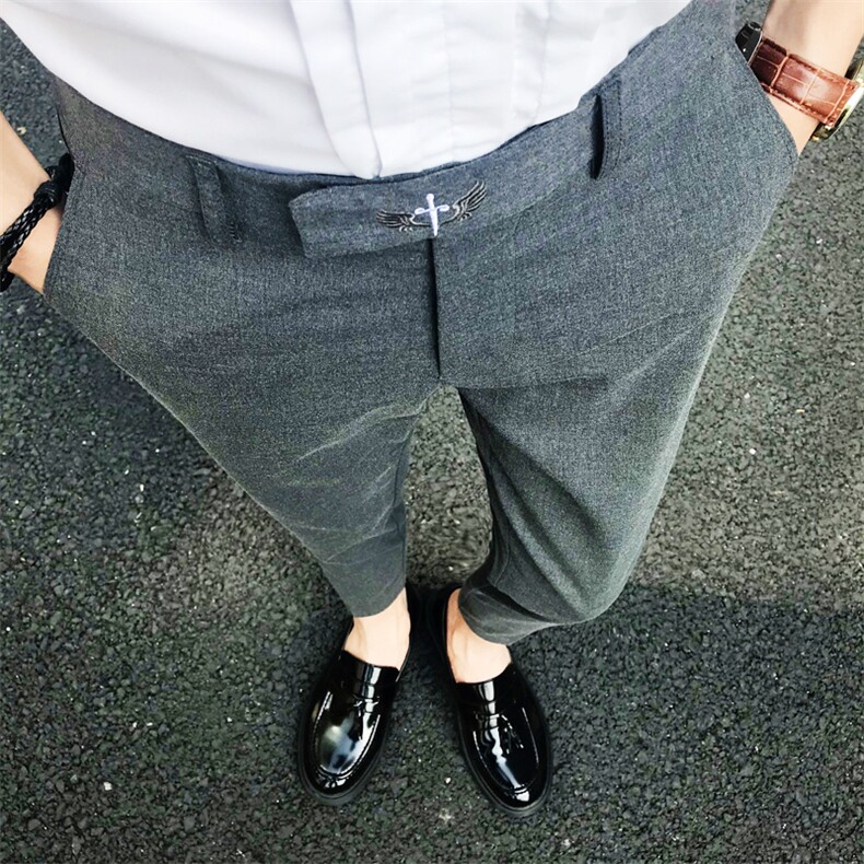 G2021新款英伦潮男夜店发型师修身九分休闲裤西裤,男装休闲裤,星座1904A