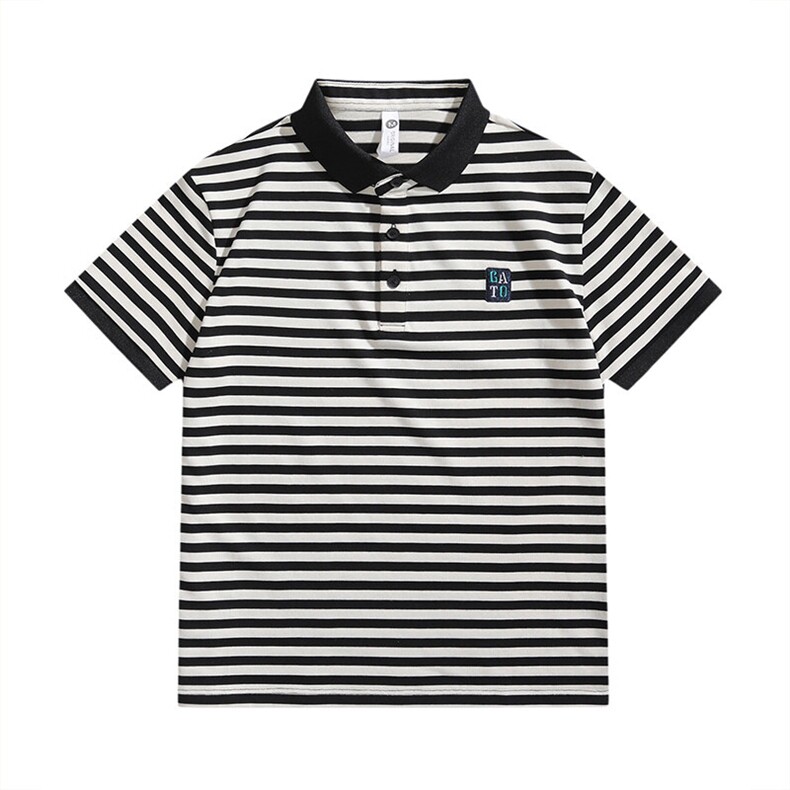白底图高级感轻奢夏季短袖T恤翻领条纹大码Polo衫半袖T0253-P55，男装T恤，电商D342-2