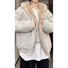 现货高品质美式高街冬季重磅硬挺短款座山雕毛领棉衣男女加厚外套，男装棉衣，电商A486