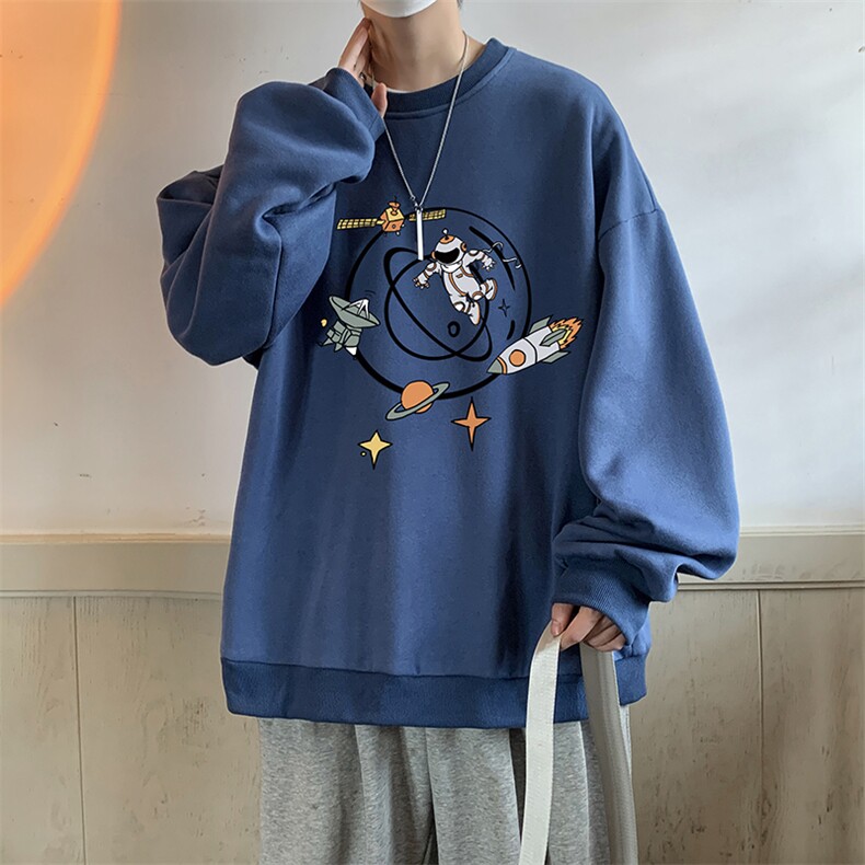 圆领卫衣男大码加厚加绒长袖t恤男S6142-P28加绒款-P33,男装卫衣,电商A040
