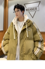 棉衣男冬季新款港风宽松假两件宽松连帽学生棉服MY8882-P82，男装棉衣，星座214-3