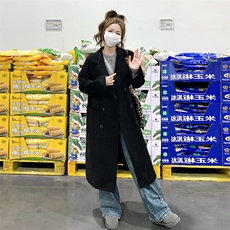现货赫本风黑色气质双面羊毛大衣2C212-G20-P225-K328，女装毛呢外套，2C212