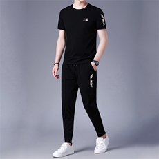 HP571夏季新款男士运动休闲套装二件套圆领刺绣男装速干百搭短袖，男装休闲套装，电商B360