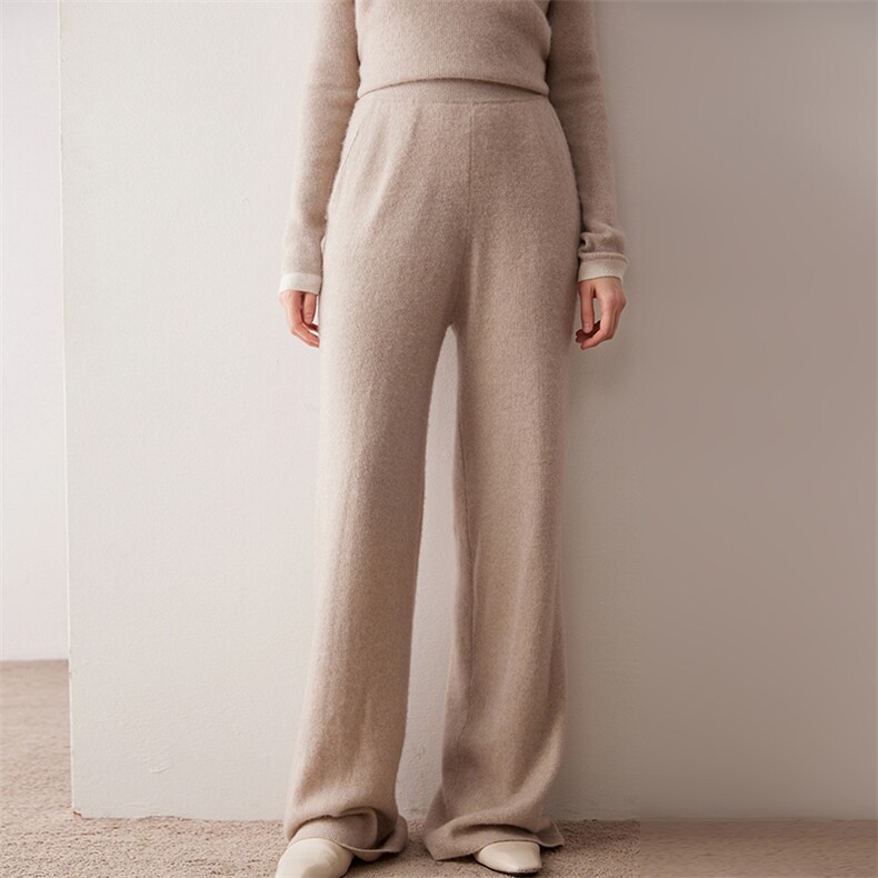 2025年秋季新款百搭女士抽条阔腿，女装休闲裤，尚达羊绒