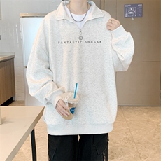 400高克重华棉秋内景宽松设计感polo领卫衣男PL00167/P45加绒P50，男装卫衣，电商B316