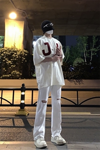 B221 美式ins高街简约小众设计毛边破洞牛仔裤 LK23067-P60 控78图片