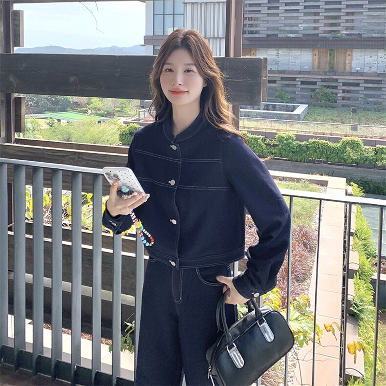 高级感穿搭美式牛仔上衣套装女初春秋2025年超火好看阔腿裤两件套,女装套装/套裙,2C088