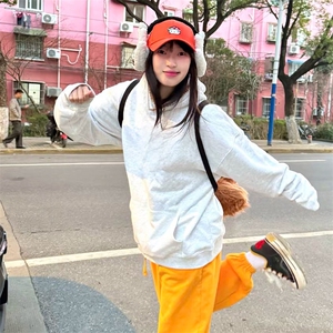 抖音得物高品质二开 25秋冬美式重磅宽松纯色连帽贝壳刺绣卫衣W63图片