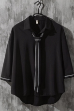 情侣领带款M-5XL大码潮流休闲短袖衬衫男七分袖衬衣7875P45控68，男装T恤，星座226-2