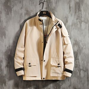 2021春秋季新水泥墙日系大码男大口袋休闲工装夹克外套J963-P65图片
