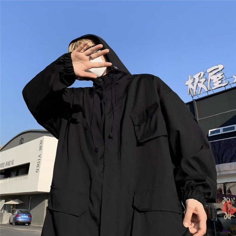 秋季工装外套男款潮牌帅气港风百搭潮流多口袋休闲宽松夹克Q704图片
