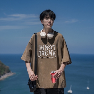 美式复古短袖男夏季情水洗做旧B225-T9212-P45-X59-炒雪花-发泡图片