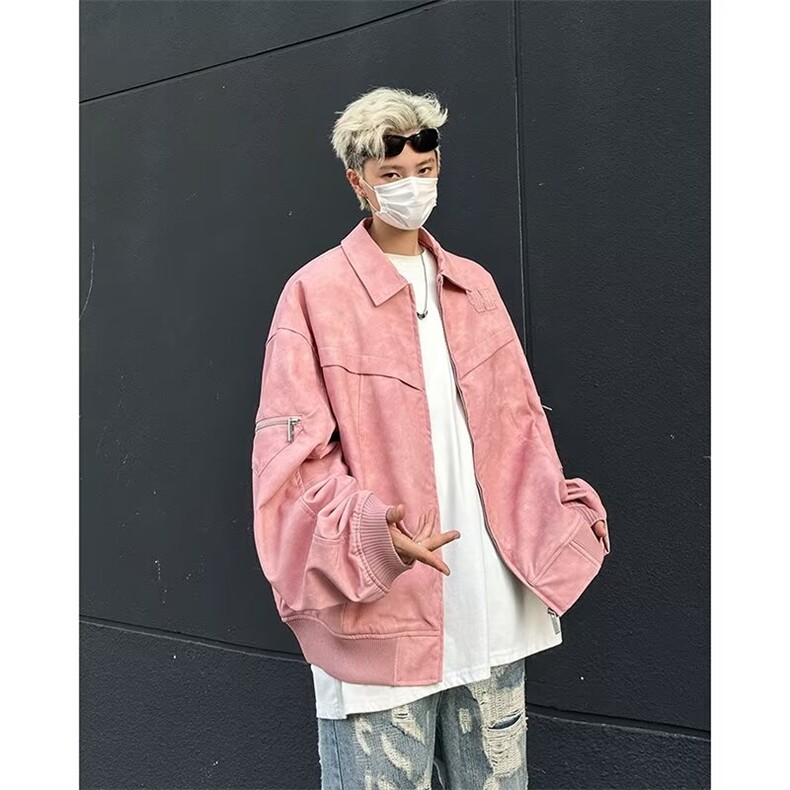 扎染皮衣夹克男女韩版潮流高街宽松2025春季新款ins外套W6610-P65，男装皮衣，星座412-1