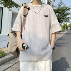 夏季镂空冰感时尚T恤新款时尚宽松透气个性纹路花纹短袖CS965-P45，男装T恤，电商A128