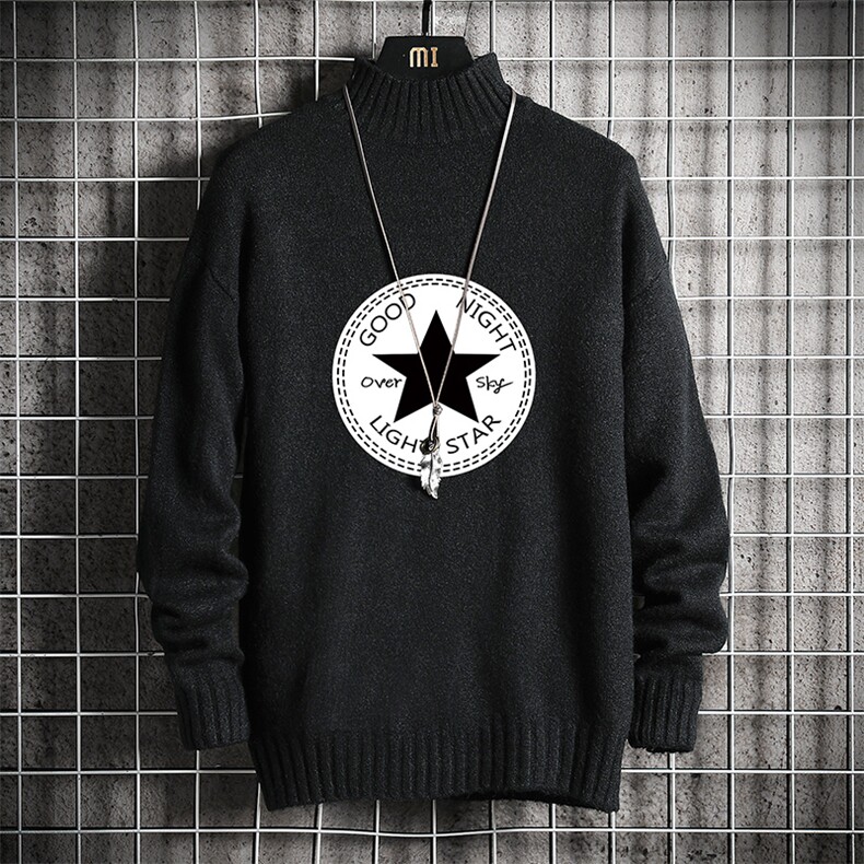 M18008-P45加绒款-P65半高领毛衣男士大码针织衫男毛线衣男网格,男装针织衫/毛衣,电商A040A