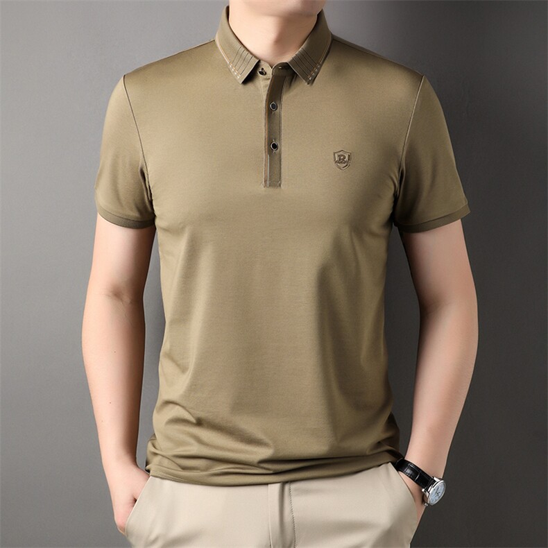 夏季保罗丅恤衬衫领汗衫衣服Polo衫男士短袖T恤中年翻领半袖体恤图片