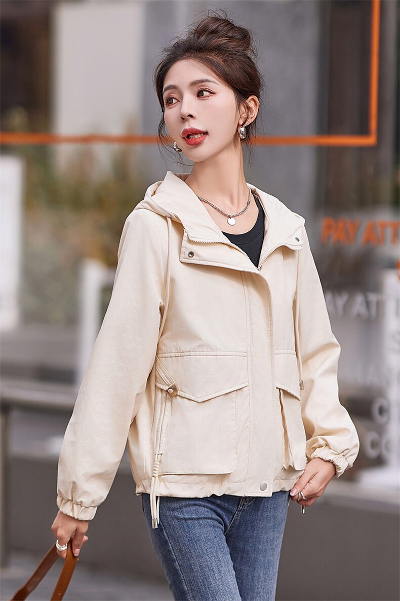 现货！！2024年新款春装外套女气质连帽显瘦上衣休闲夹克,女装短外套,以桐