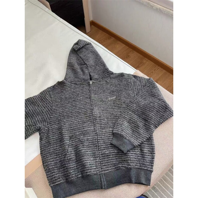 706-WY6747-P68秋季美式条纹连帽卫衣情侣宽松开衫外套潮,女装短外套,星座706-1