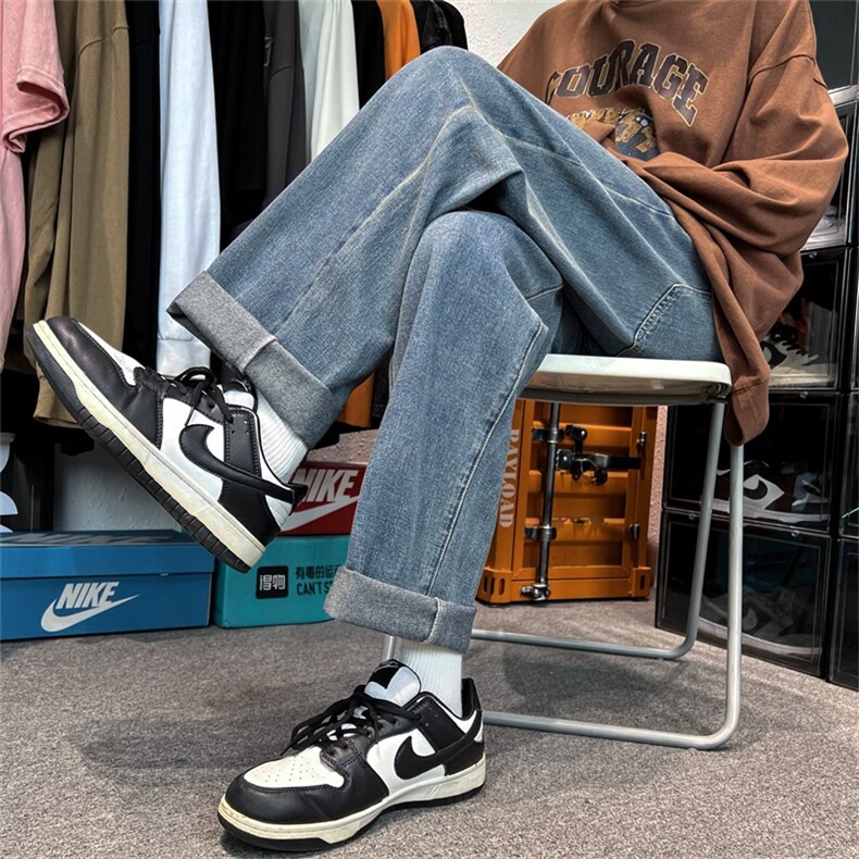 大量现货！六色休闲裤松紧腰宽松直筒牛仔裤A080-9291-P35,男装牛仔裤,电商A080