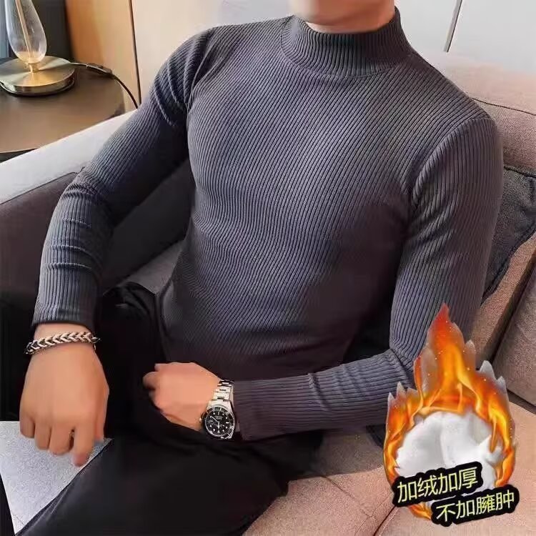 【003】半高领男士长袖中领T恤百搭休闲修身内搭上衣A079-T99-P37,男装T恤,电商A079