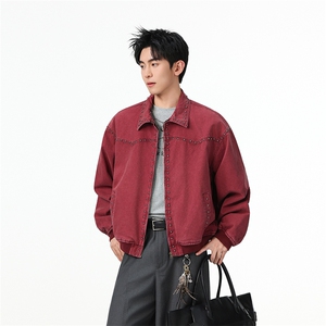 水洗牛仔外套男款春美式痞帅上衣服宽松休闲工装夹克JK1331-P108，男装工装外套，星座1103-3