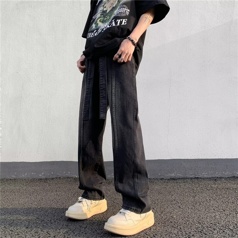 水洗做旧美式牛仔裤男款冰丝黄泥染高街宽松裤子310B-2C1703-P45,男装牛仔裤,星座310B-2