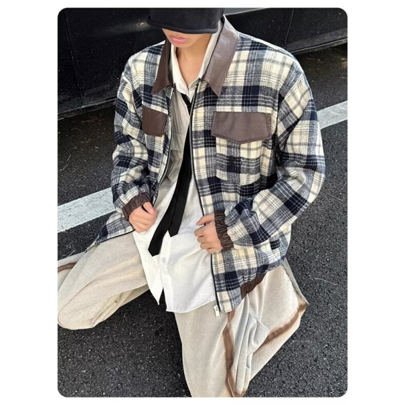 冬季新款棉衣男格子拼接刺绣男女同款保暖宽松棉服外套J223,男装夹克,星座1116A（原606A-3）