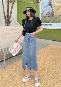夏装现货牛仔裙图片