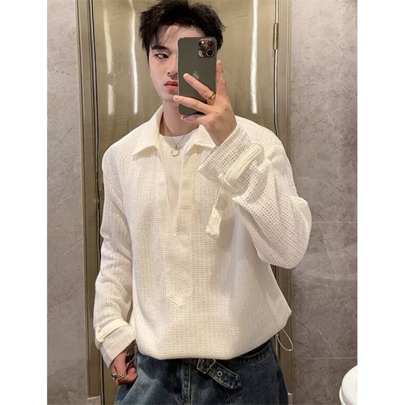 慵懒文艺百搭原宿假两件镂空长袖简约日系时尚流行气质W5129，男装卫衣，星座1116A（原606A-3）