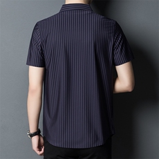 AFz1715钱塘2020-3夏季时尚休闲条纹短袖衬衫高品质P130，男装衬衫，钱塘207-3