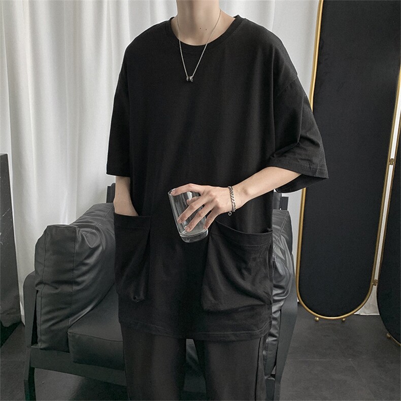 潮牌ins短袖男宽松嘻哈个性T恤韩版慵懒风潮流百搭五分袖T32-P28,男装T恤,星座308B-1