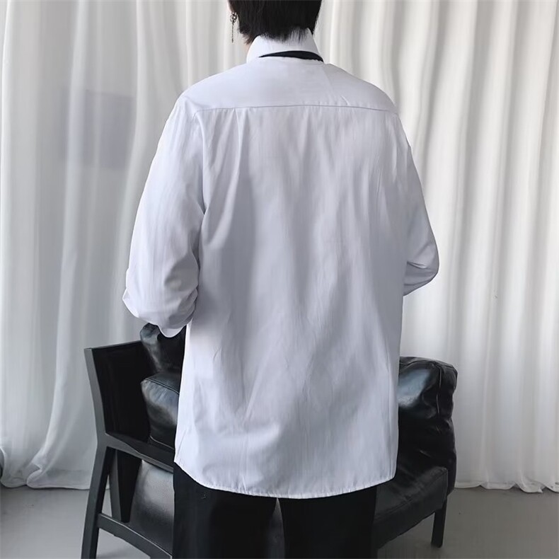 白衬衫男长袖DK制服内搭衬衣领带学生班服工作寸衣CS11-P30送领带,男装衬衫,星座1008-2