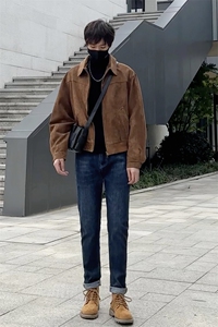 搭配马丁靴的牛仔裤男秋冬修身休闲裤机车风痞帅1412-2/505/P65图片