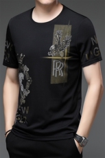 2024新款夏季男士短袖t恤圆领丝光棉潮流冰丝体恤衫印花半袖P34，男装T恤，钱塘6003A(原)4033A