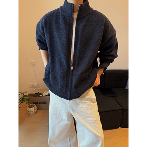 拉链设计开衫新潮日系休闲上衣宽松廓形软糯感毛绒外套HY863TP60图片
