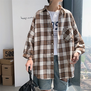 格子百搭休闲短袖衬衫/D325/C12/P40图片