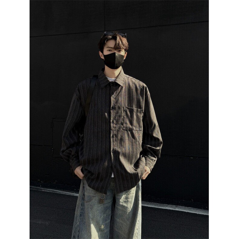 衬衫男士韩版潮流长袖条纹复百搭2025春季新款ins外套CY1035-P51,男装衬衫,星座412-2
