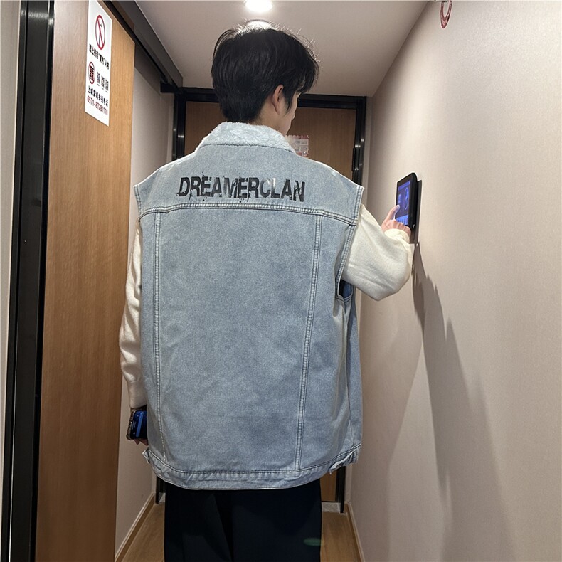 MJ253J-p68-限价98M-5XL加绒羊羔绒宽松大码牛仔马甲工装ins,男装工装外套,星座116