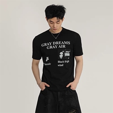 1506/QC1479/P40美式潮牌高街重磅纯棉短袖T恤男女宽松休闲上衣，男装T恤，星座1506