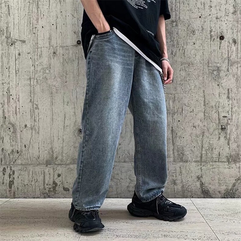 新款春季水洗宽松阔腿牛仔裤C112P36,男装牛仔裤,星座1116-2