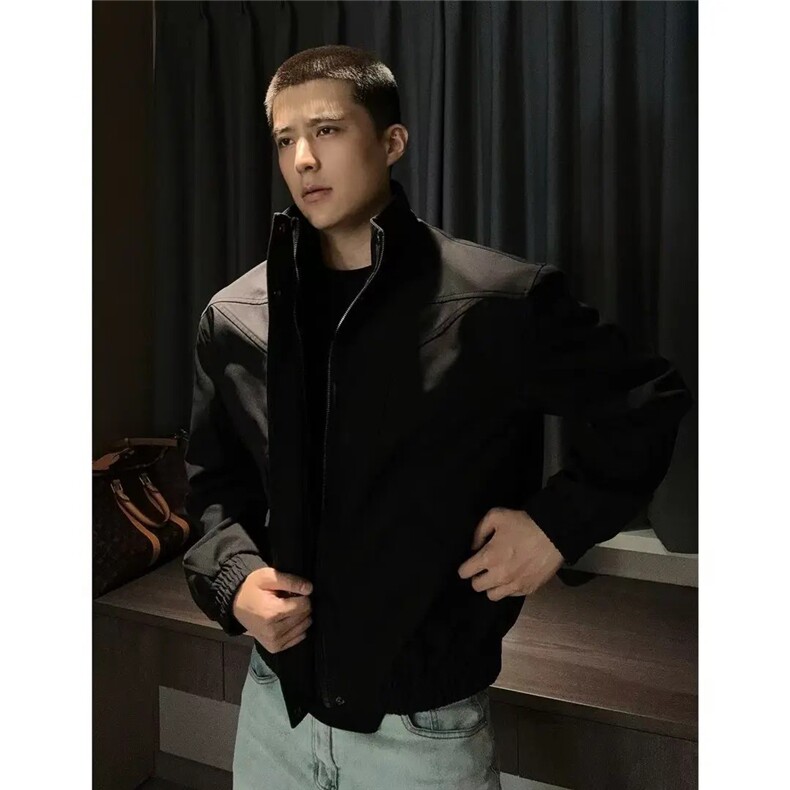 JK722-尺码M-3XL-P65-X138-秋季立领骑兵夹克显宽硬汉风夹克外套,男装夹克,星座1811B