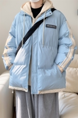 棉服男冬季新款港风宽松假两件连帽棉衣MF8587-特P78，男装棉衣，星座214-3