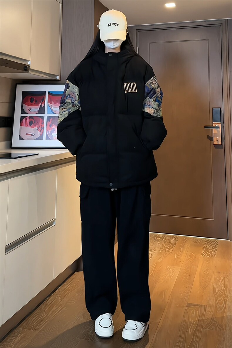 2025冬季新款女模内景大码绣花小熊棉衣M-5XHM23927-特P105,男装棉衣,电商A022