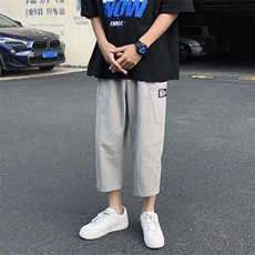 2022男夏季直筒阔腿薄款垂感宽松休闲七分裤K611-特批32，男装休闲裤，星座718-1