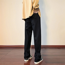 秋冬高街直筒阔腿牛仔裤宽松百搭暗扣休闲裤男K616-P50加绒P60，男装牛仔裤，星座205
