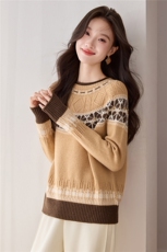 费尔岛针织衫冬新款大码胖mm毛衣独特漂亮高级感100羊毛打底衫，女装羊毛衫，艾米